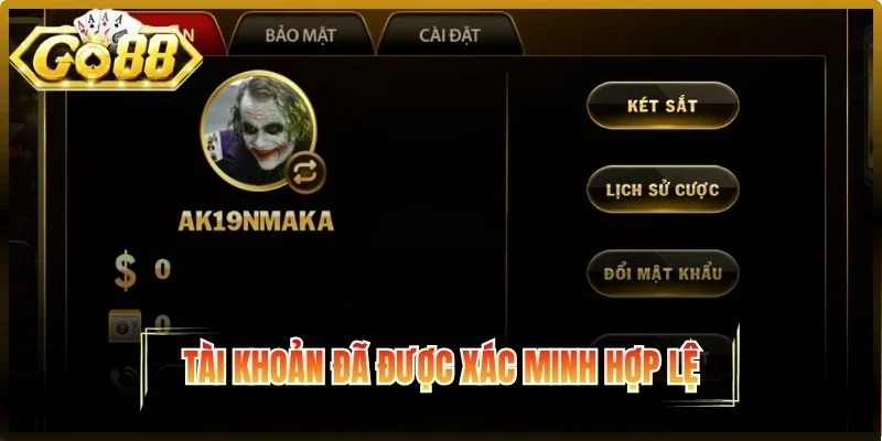 Tài khoản xác minh hợp lệ